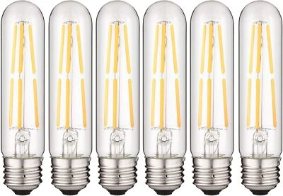 LED Filament T10 Tubular Light Bulb, 6W, 60W, 600LM, E26, 128 mm, 2700K, 6PK - Image 1 of 2