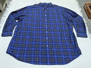 Camisa de manga larga con botones Roundtree & Yorke para hombre 4XT azul blanco rojo a rayas - Imagen 1 de 6