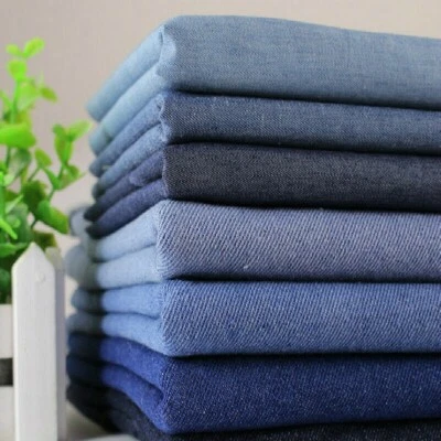100% Cotton Denim Fabric Thick Jeans Cloth Sewing Craft for Trousers Table Cover - Image 1 of 4