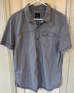 Prana Mens XL Blue Striped Full Button Short Sleeve Shirt Organic Cotton - Picture 1 of 4