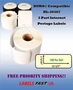 Dymo Compatible 30387-3 Part Labels for Shipping - Picture 1 of 44