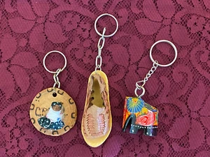 Vtg Handmade Elephant Sri Lanka El Tapatio Shoe Mexico Creel Girl Keychain Lot - Picture 1 of 2