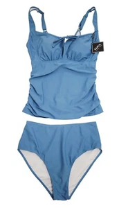 Zaful Blue Tankini Set Adjustable Straps High-Waisted Bottoms Size M/L Swimsuit - Picture 1 of 8