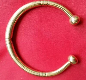 Stunning 22ct gold look chunky brass kara sikh hindu bracelet j13 - Picture 1 of 10