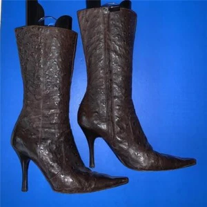 BRUNO MAGLI braune kniehohe Stiefel mit durchgehendem Reißverschluss und hohem Absatz Größe 6 - Bild 1 von 5