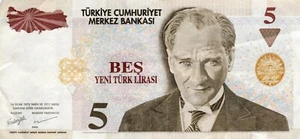 Billete Turquía 5 liras nuevas 2005 P217 - Imagen 1 de 2