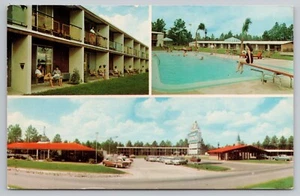 Cartolina Folkston GA Howard Johnson Motor Lodge anni '60 multi-vista piscina persone - Foto 1 di 4