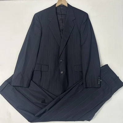 Traje Tom James Executive Collection 42 Hombre Azul Marino Tiza Rayas 36x30 Lana Foto 1 de 4