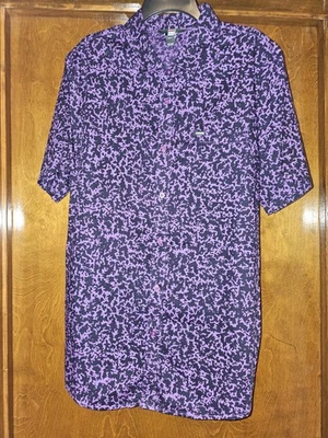 Camisa De Colección Años 90 Vision Street Wear Abotonada XL Púrpura Negra Salpicaduras  Foto 1 de 4