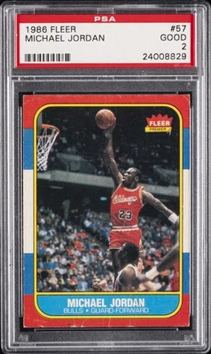 1986 FLEER #57 MICHAEL JORDAN ROOKIE RC PSA 2 - Image 1 of 2