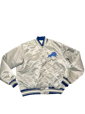 Винтажная стартовая атласная куртка NFL Detroit Lions размер XL альтернативный цвет серая редкая - Изображение 1 из 4