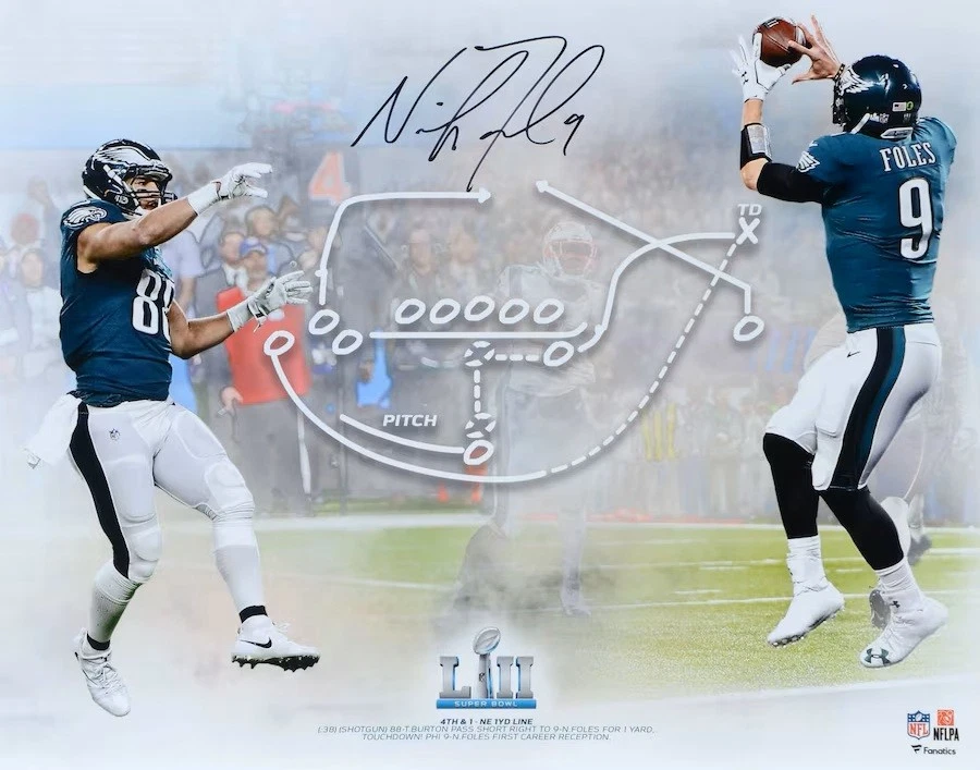 Foto especial firmada por Nick Foles 16x20 Philadelphia Eagles SB52 Philly fanáticos Foto 1 de 1