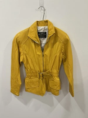 MARTANI Women’s Small 100% Leather Yellow Vintage Biker Jacket - Image 1 of 4