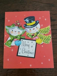 Tarjeta de felicitación de Navidad de colección muñeco de nieve pareja MCM helado - Imagen 1 de 4
