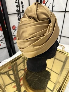 Christian Dior New York Golden Brown Turban Hat Vintage - Picture 1 of 6