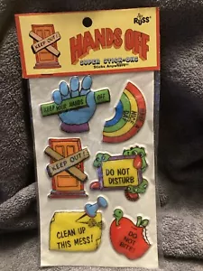 Vintage HTF Russ Super Stick -Ons HANDS OFF Puffy Stickers NIP - Picture 1 of 4