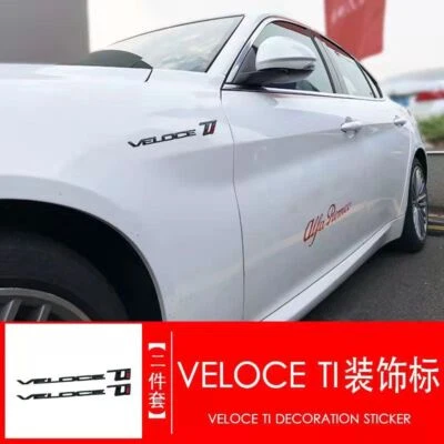 2Pc Alfa Romeo Giulia Stelvio VELOCE+TI Fender Badge Emblem Sticker Wings Black - Image 1 of 4