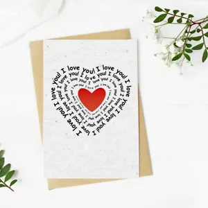 I Love You Seed Card Semi di Lavanda Eco Friendly Compleanno Fidanzamento Matrimonio A6 - Foto 1 di 8