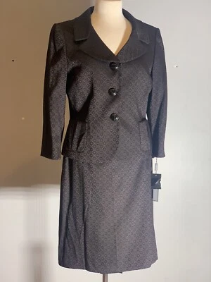 Conjunto Falda Blazer Tahari Arthur S. Levine Mujer 3 Botones Bolsillos Forrados, TALLA 10 Foto 1 de 4