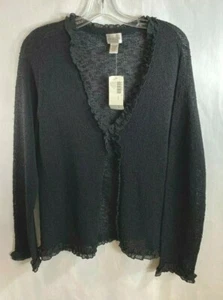 Neu Chicos Pacifica Tacita schwarz Langarm Rüschenbesatz Cardigan Größe 3 - Bild 1 von 5