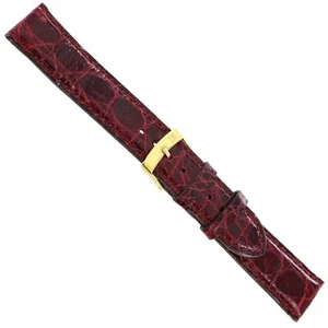 22mm Morellato Genuine Crocodile Skin Burgundy Padded Stitched Watch Band Strap - Picture 1 of 6
