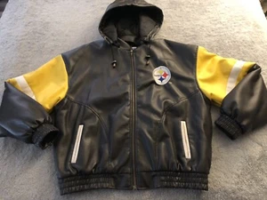 NFL Game Day Kunstleder Pittsburgh Steelers Winterjacke Gr. XL mit Kapuze - Bild 1 von 10