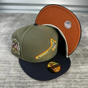 Atlanta Braves Hat Cap Mens Fitted 7 3/8 New Era Side Patch Green Orange UV - Picture 1 of 6