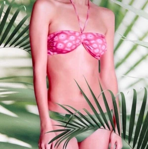 $170 La Perla Underwire Bikini Top 4 Pink Rosso Print Halter Italian Luxury NWT - Picture 1 of 13