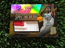 2013-14 Panini Spectra Gold On Card Auto 2Clr Patch #D 03/10 Thaddeus Young
