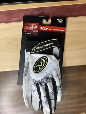 Rawlings Youth Large 5150 Baseball Batting Gloves - Digital Camo Black (NEW) - Image 1 of 2