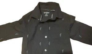 Cat & Jack New Boys Lightning Bolt Button-Up Shirt Size Xs 4/5 Long Sleeve - Picture 1 of 6