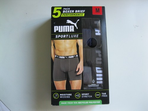 PUMA Confezione da 5 Boxer Uomo Performance Sport Luxe Slip Assorbimento dell'umidità M (1090)