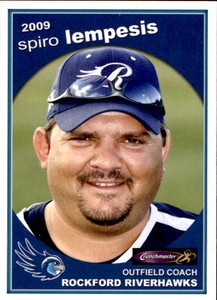 2009 Rockford RiverHawks Grandstand #14 Spiro Lampesis Outfield Coach Card