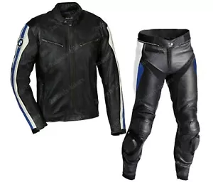 BMW Biker Motorcycle Leather Suit Racing Motorbike Mens Leather Jacket Trouser - Picture 1 of 2