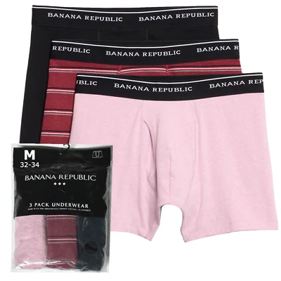 Calzoncillos boxer Banana Republic para hombre medianos 3 pares Berry Jam a rayas negros Foto 1 de 3