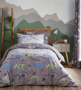 Dinosaur Reversible Glow in The Dark Duvet Cover Set Single, Double or Curtains - Picture 1 of 17