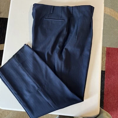 1980s 100% Wool Blue Suit Pants Cockatoo Made In USA 36x29 Unhemmed! - Image 1 of 4