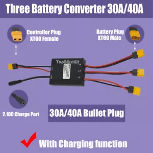 30A/40A Ebike drei Dreifach Akku Entladung Konverter Adapter Schalter 20V-72V - Bild 1 von 11