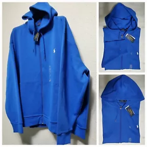 POLO RALPH LAUREN BIG&TALL FULL ZIP DOUBLE KNIT MENS ROYAL BLUE PONY HOODIE  - Picture 1 of 7