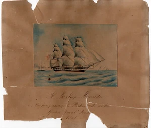 Wonderful 1856 Watercolor on Paper of H.M.S. Ship Meander on way to Portsmouth - Picture 1 of 2