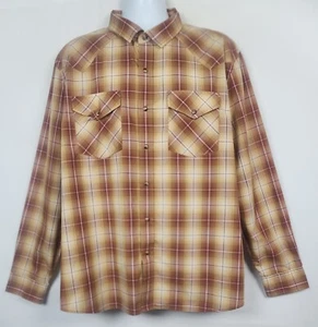 Camisa Pendleton Frontier Western Para Hombres 2XL Manga Larga Pera A Presión Marrón A Cuadros - Imagen 1 de 11