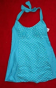Basic Editions Swimdress Style Size 12 Aqua/White Polka Dot - Picture 1 of 1