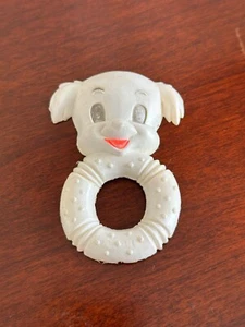 Anillo de dentición de goma de peluche blanco de 3" de colección de los años 80 como está - Imagen 1 de 2