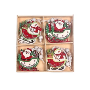 12xFröhlich zum Aufhängen Weihnachtsfeier Holz Anhänger Dekoration Weihnachten Hängen - Bild 1 von 12