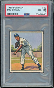 1950 Bowman #48 Lou Brissie Philadelphia Athletics Baseball Card PSA 6 EX-MT