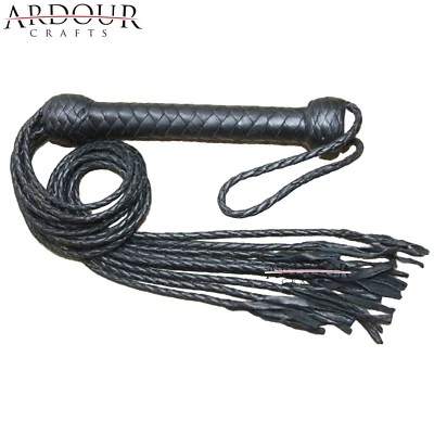 Látigo de cuero genuino Flogger Bull Hide 9 colas trenzadas BDSM juego de rol Foto 1 de 3