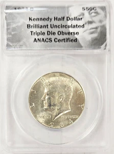 1964-D Kennedy Half Dollar Triple Die Obverse ANACS Brilliant Uncirculated - Picture 1 of 2
