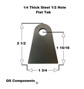 Chassis Rod End Tab 1/2" Hole 1/4" Thick 2 1/2" Tall Steel Flat Tab Weldable - Picture 1 of 1