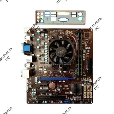 KIT SCHEDA MADRE MSI A75MA-P35 CPU AMD A4-3400 Sk FM1 DUAL CORE + 8GB DDR3 USB 3 - Immagine 1 di 4