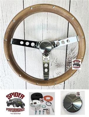 1967-1968 AMC Ambassador Marlin Rebel wood steering wheel 13 1/2" CLASSIC WALNUT - Image 1 of 4